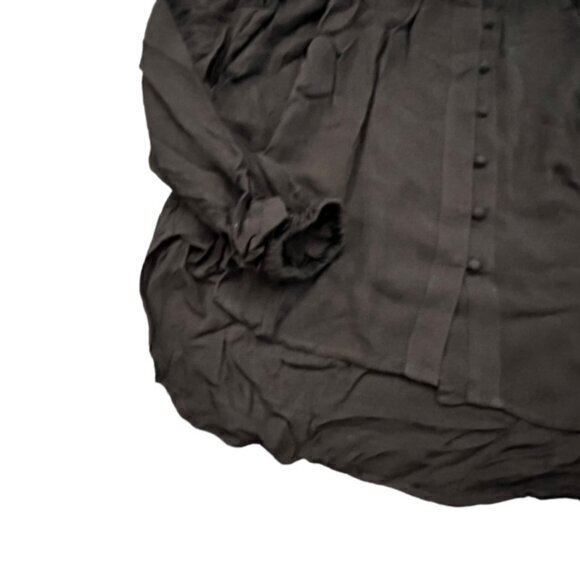 $70‎ Young Fabulous & Broke Women's Black Sheer Blouse Loop Button High-Lo NWT - Picture 10 of 16